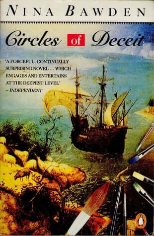 Circles of Deceit Nina Bawden The main character is a reputable copier of old master paintings whose sharp, charming wife leaves him. They have a tragic schizophrenic son, and perhaps because of this he gets involved with and marries waif-like Clio whose