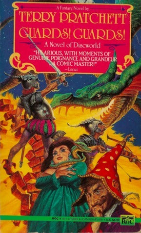 Guards! Guards! (Discworld #8) Terry Pratchett A night-time prowler is turning the inhabitants of Ankh-Morpork, the greatest city in Discworld, into something resembling charcoal biscuits. Captain Vimes of the City Watch is given the task of tracking down