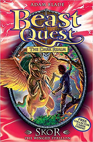Skor the Winged Stallion (Beast Quest #14) Adam BladeThe Dark Wizard has sent six fearsome Beasts to capture the good Beasts of Avantia.They are imprisoned in the Dark Realm, and it is Toms quest to save them. He and his companions must undertake a perilo