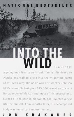 Into the Wild Jon KrakauerIn April, 1992, a young man from a well-to-do family hitchhiked to Alaska and walked alone into the wilderness north of Mt. McKinley. His name was Christopher Johnson McCandless. He had given $25,000 in savings to charity, abando